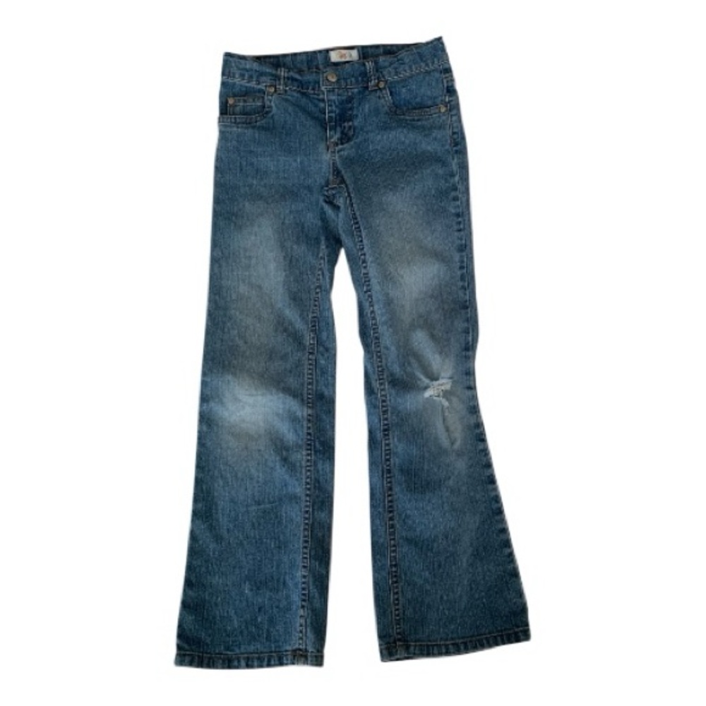 Circo Low Rise Jeans Girls Size 8 Blue Denim Flare Ripped Classic